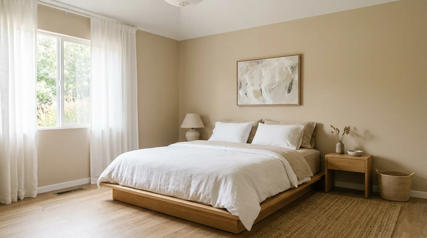 Keep the architecture and decor minimal inspiration for a neutral bedroom.